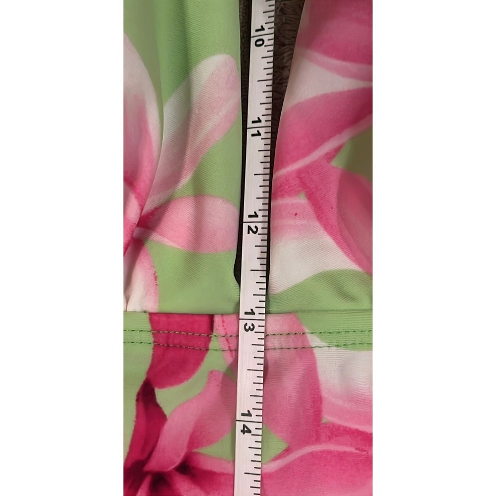 Sessa Green Pink Floral Halter Tankini Swim‎ Top Padded Size 8 Tropical Hawaiian - Picture 6 of 9